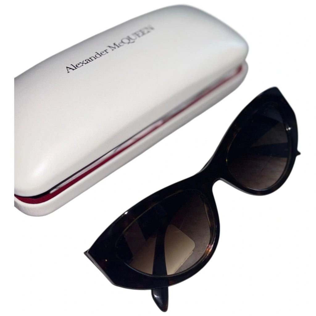 Women's Alexander McQueen AM0377S Cat Eye Sunglasses Brown Havana Gradient