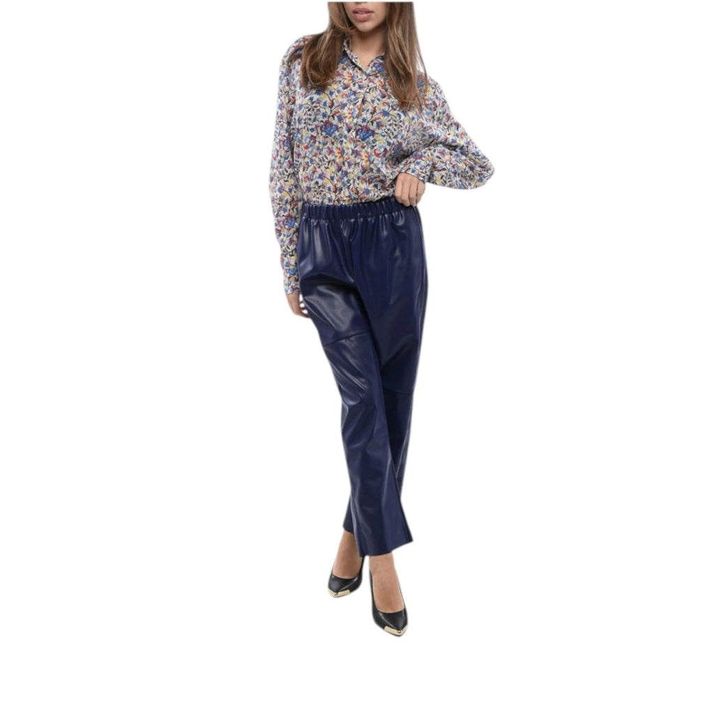 MM6 Maison Margiela Women's Cropped Trousers Purple Faux Leather