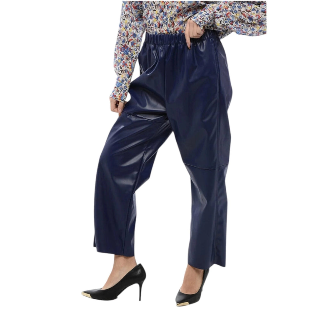 MM6 Maison Margiela Women's Cropped Trousers Purple Faux Leather
