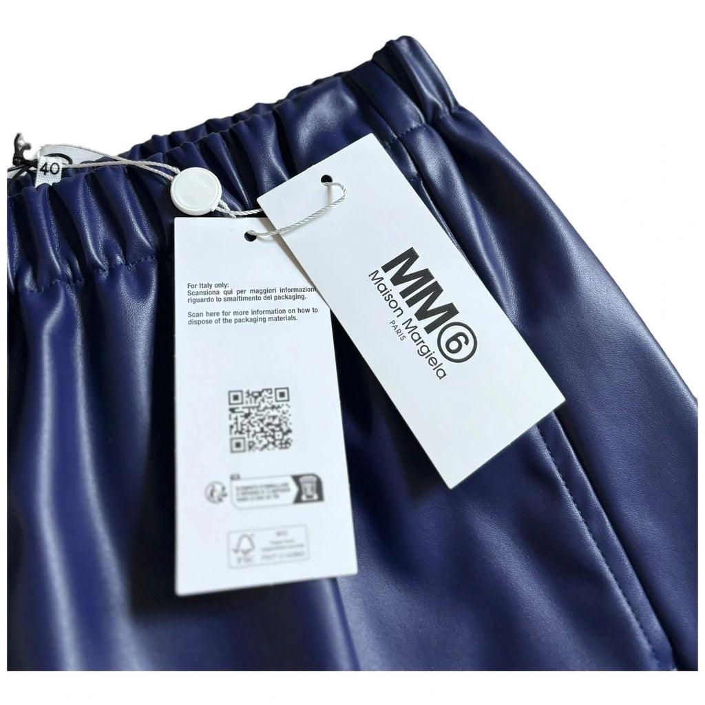 MM6 Maison Margiela Women's Cropped Trousers Purple Faux Leather