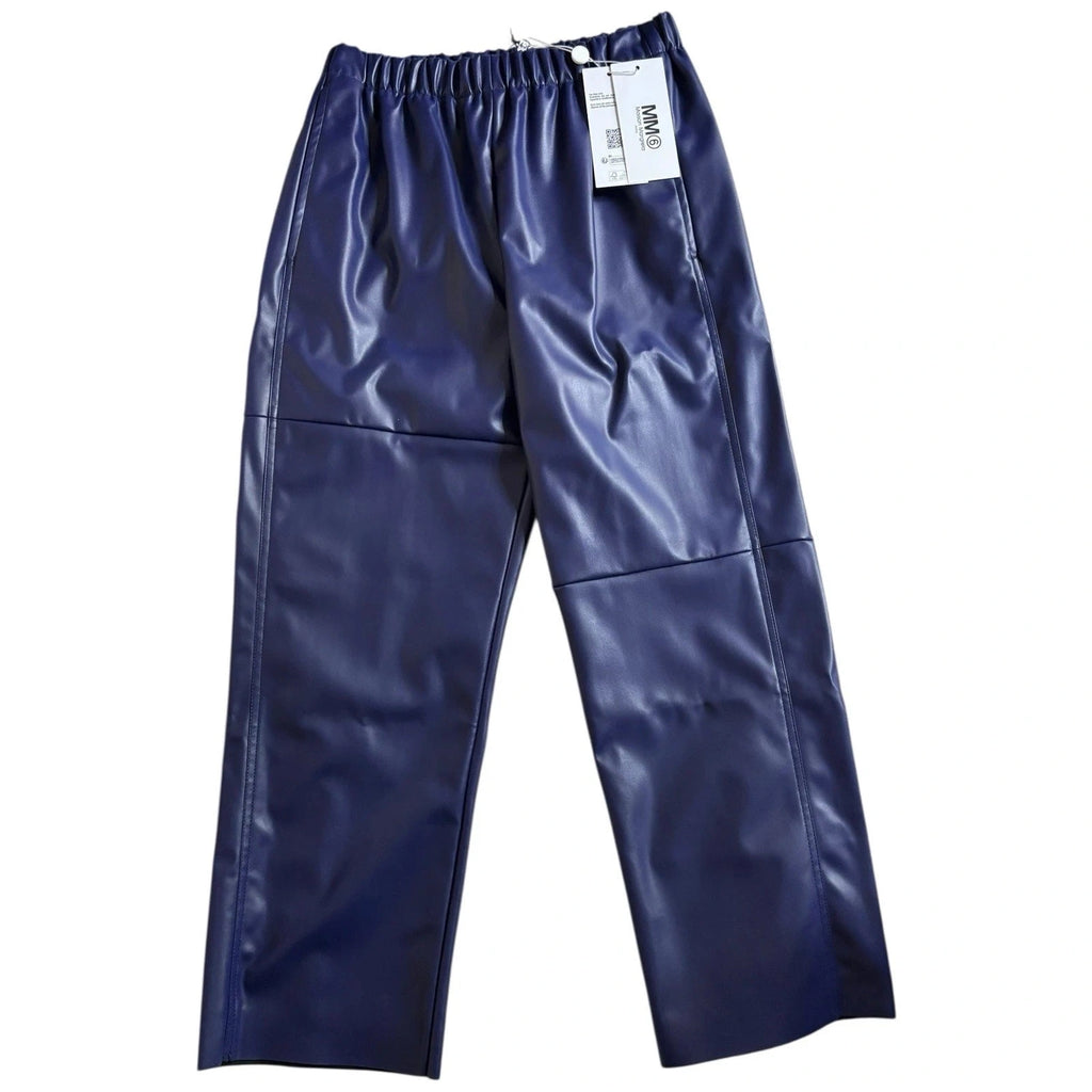 MM6 Maison Margiela Women's Cropped Trousers Purple Faux Leather