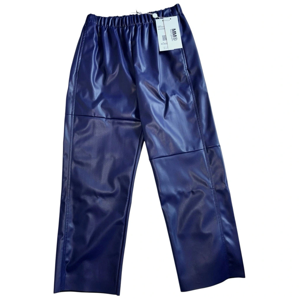 MM6 Maison Margiela Women's Cropped Trousers Purple Faux Leather