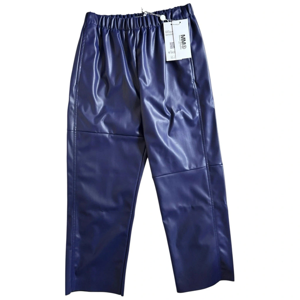 MM6 Maison Margiela Women's Cropped Trousers Purple Faux Leather