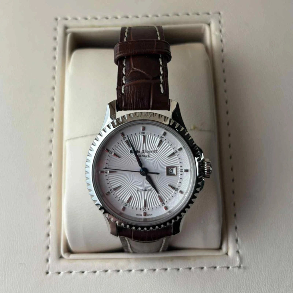 Women's Emile Chouriet Ailes du Temps Dress Watch Silver White Leather