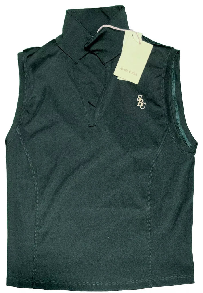 Women's Forest Green Sporty & Rich SRC Sports Polo Vest