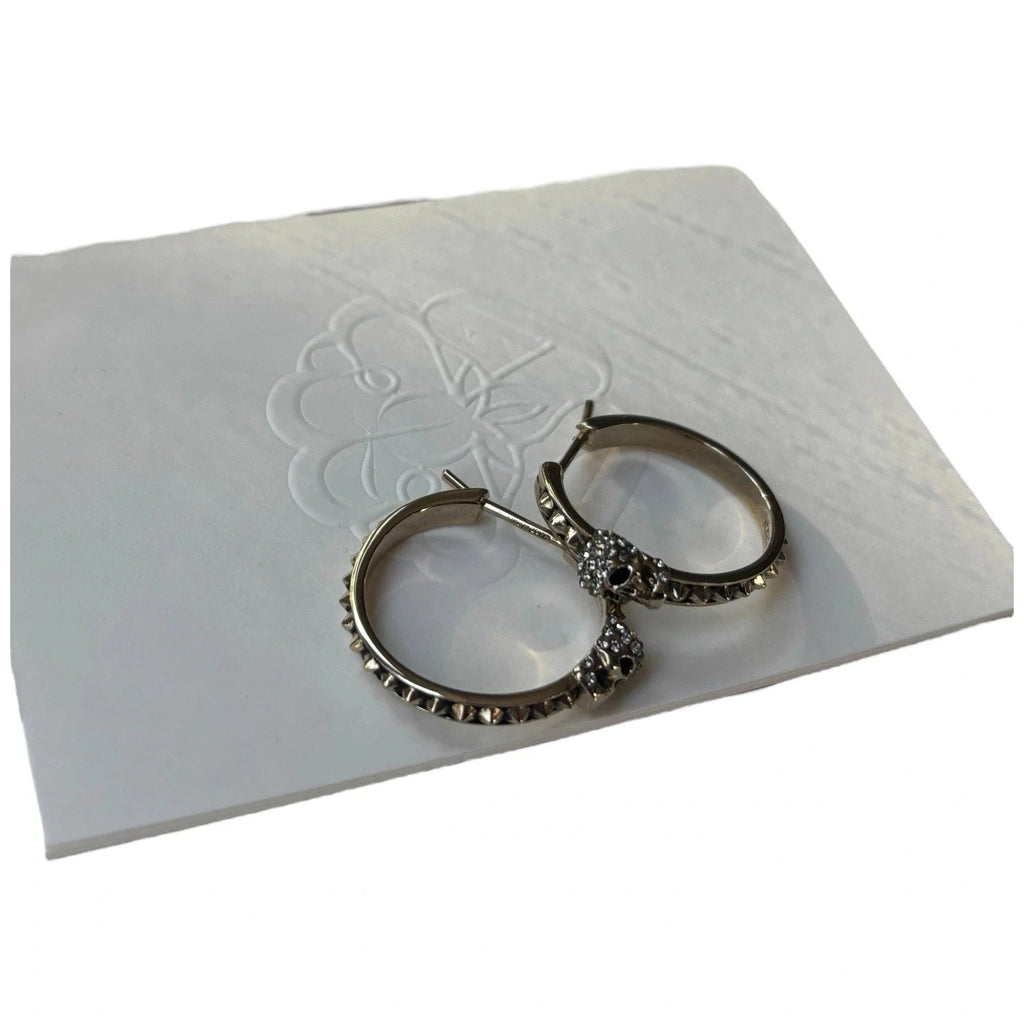 Alexander McQueen Gold Tone Skull Hoop Earrings