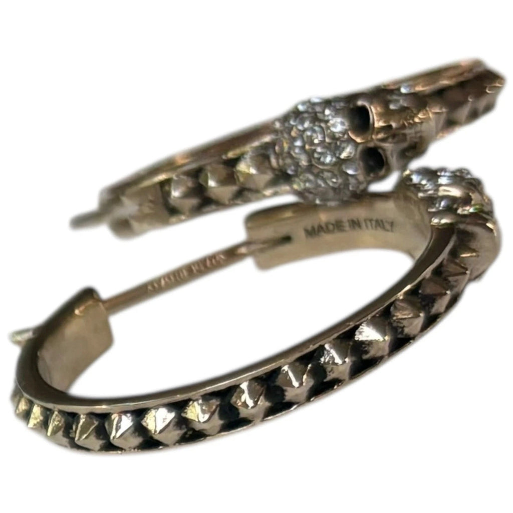 Alexander McQueen Gold Tone Skull Hoop Earrings