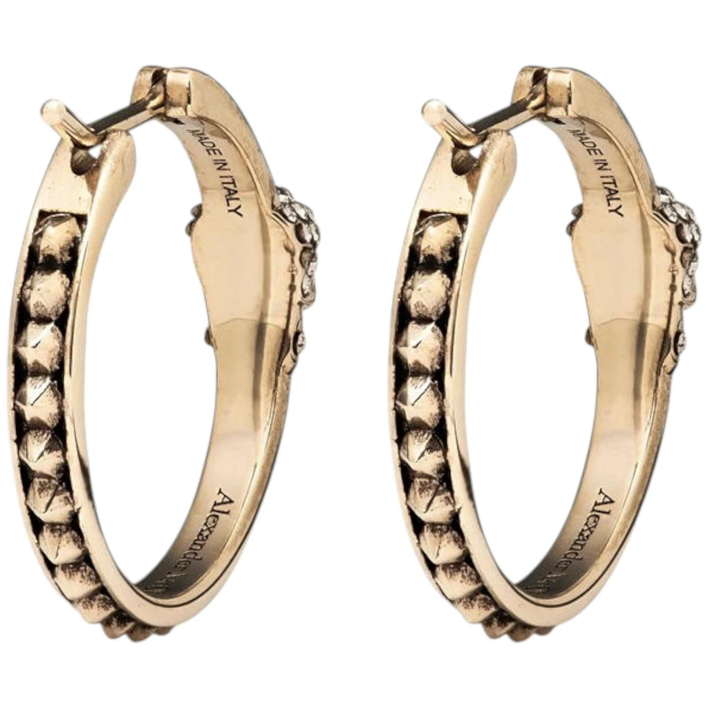 Alexander McQueen Gold Tone Skull Hoop Earrings
