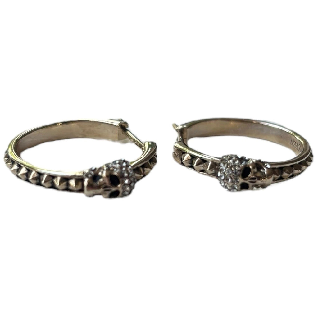 Alexander McQueen Gold Tone Skull Hoop Earrings