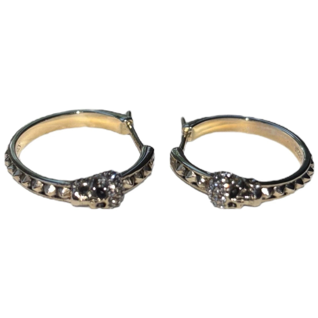 Alexander McQueen Gold Tone Skull Hoop Earrings