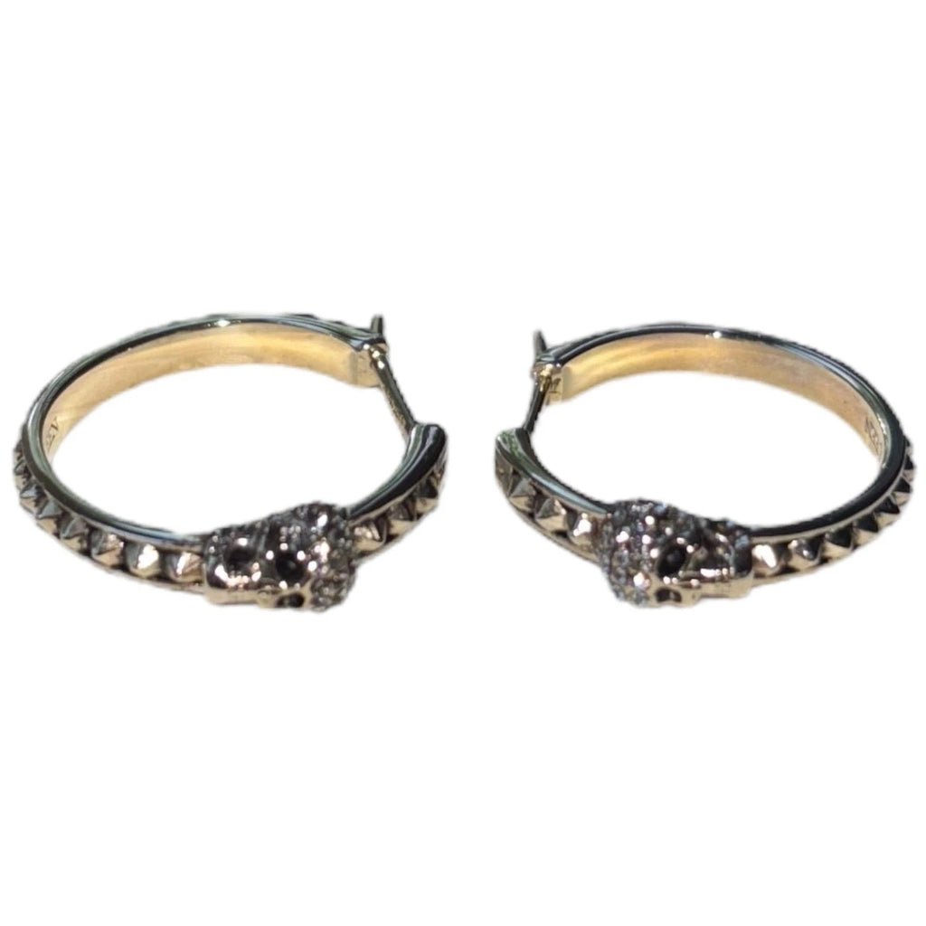 Alexander McQueen Gold Tone Skull Hoop Earrings