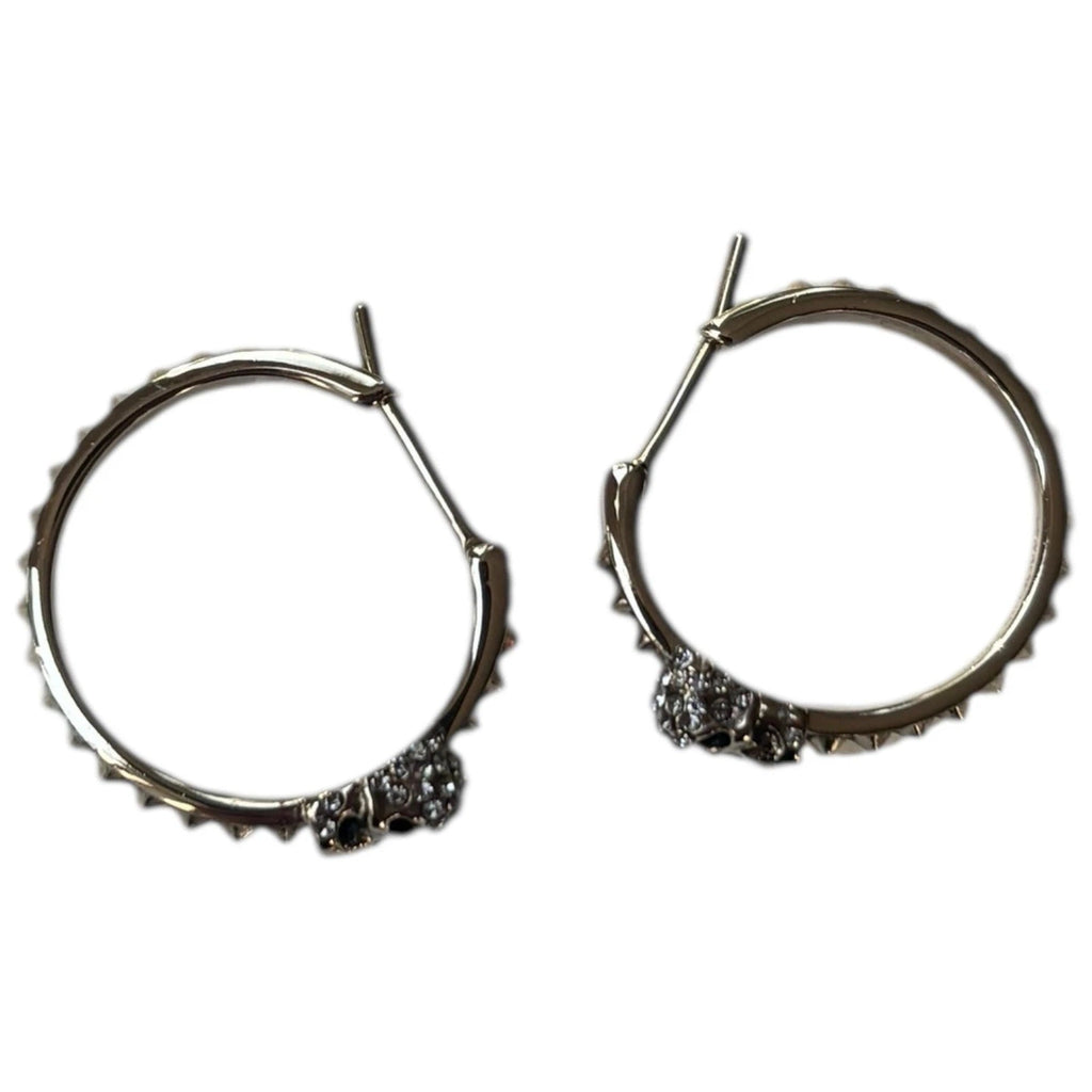 Alexander McQueen Gold Tone Skull Hoop Earrings