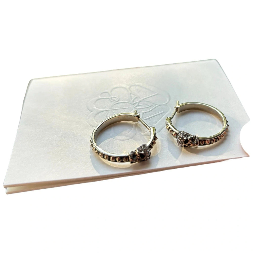 Alexander McQueen Gold Tone Skull Hoop Earrings