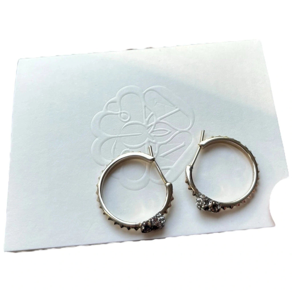Alexander McQueen Gold Tone Skull Hoop Earrings