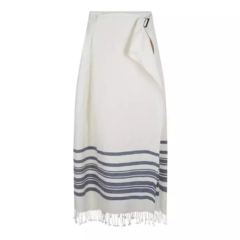 Women's Max Mara Weekend Targa Linen Midi Skirt White Striped