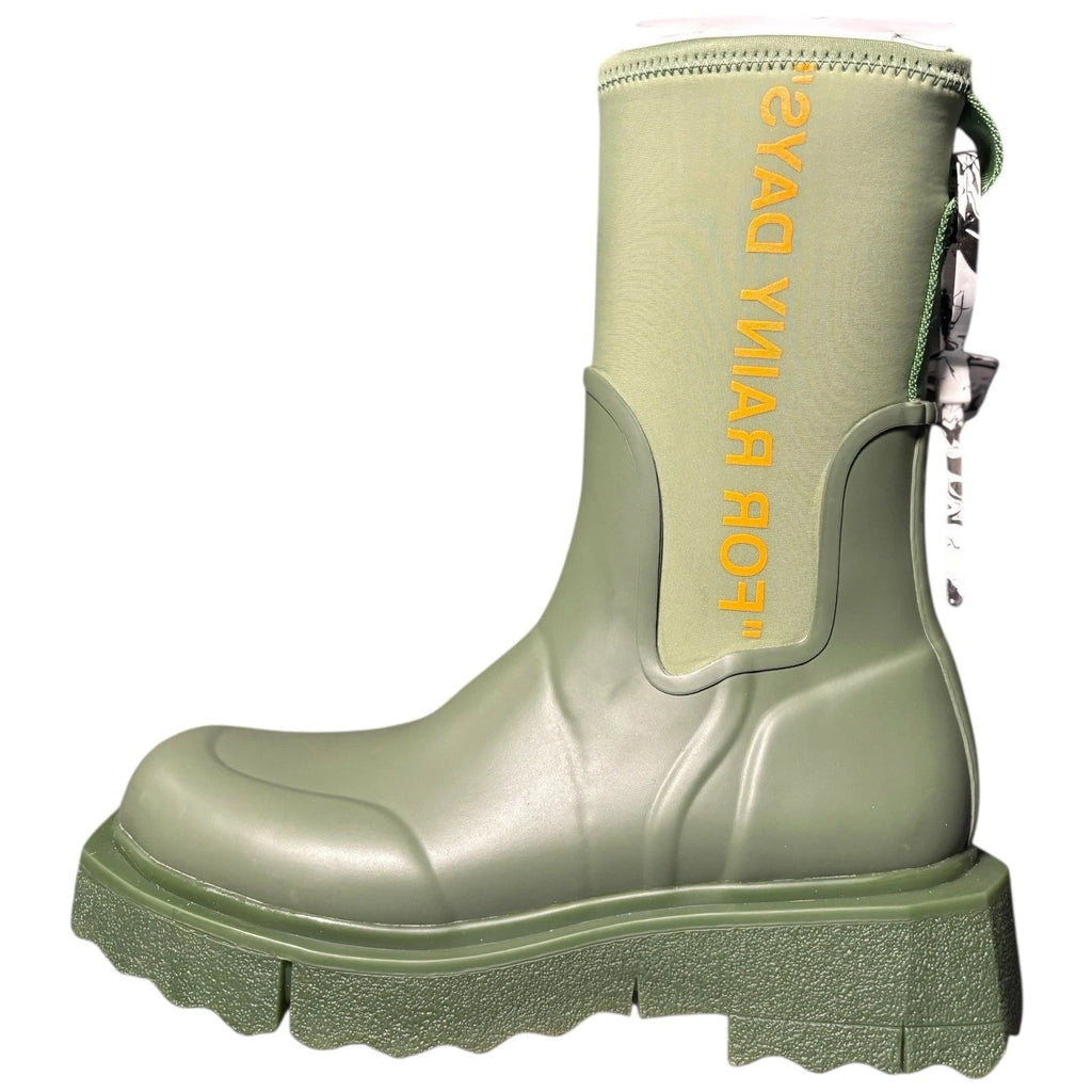Women's Off-White Green Zip-tie Rain Boots