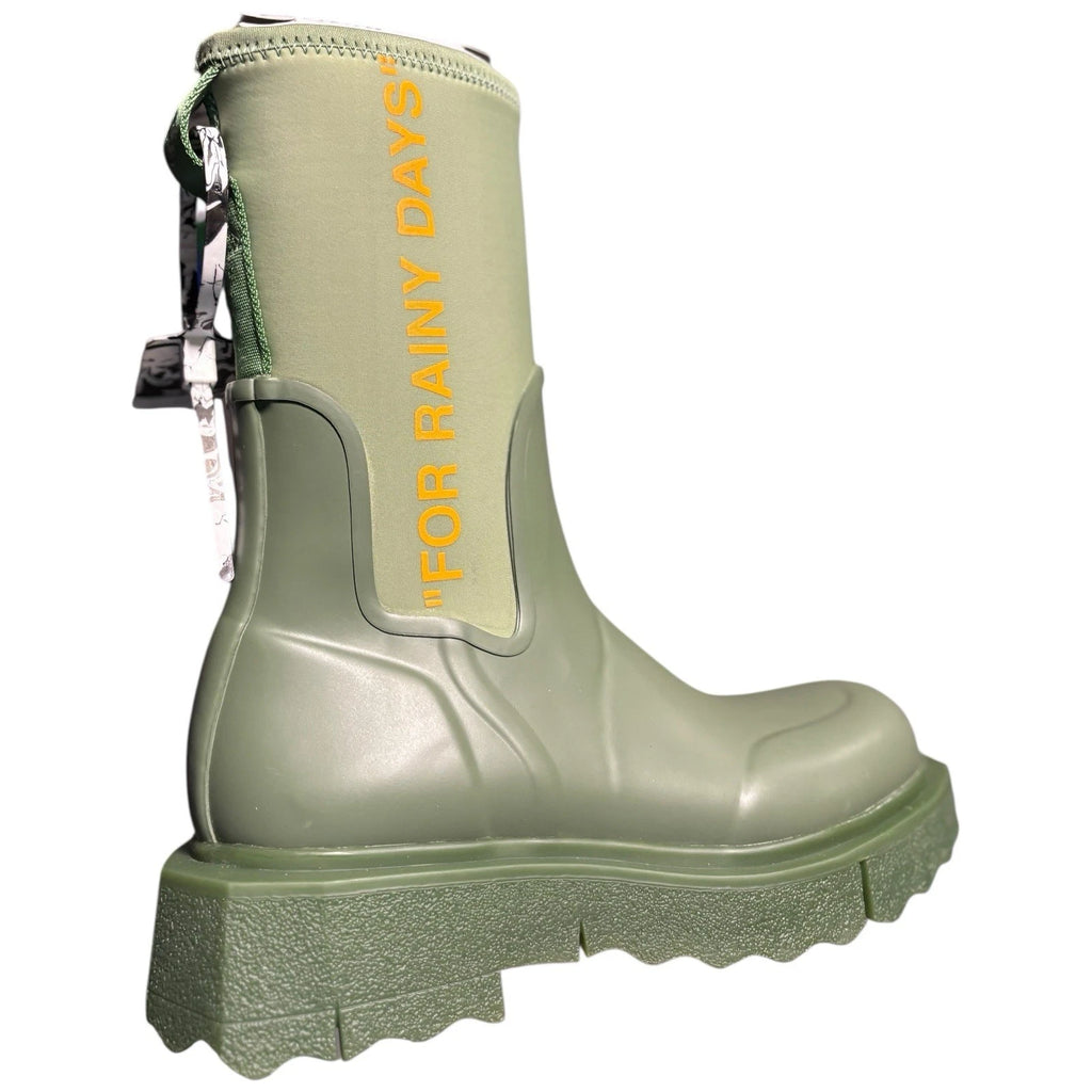 Women's Off-White Green Zip-tie Rain Boots