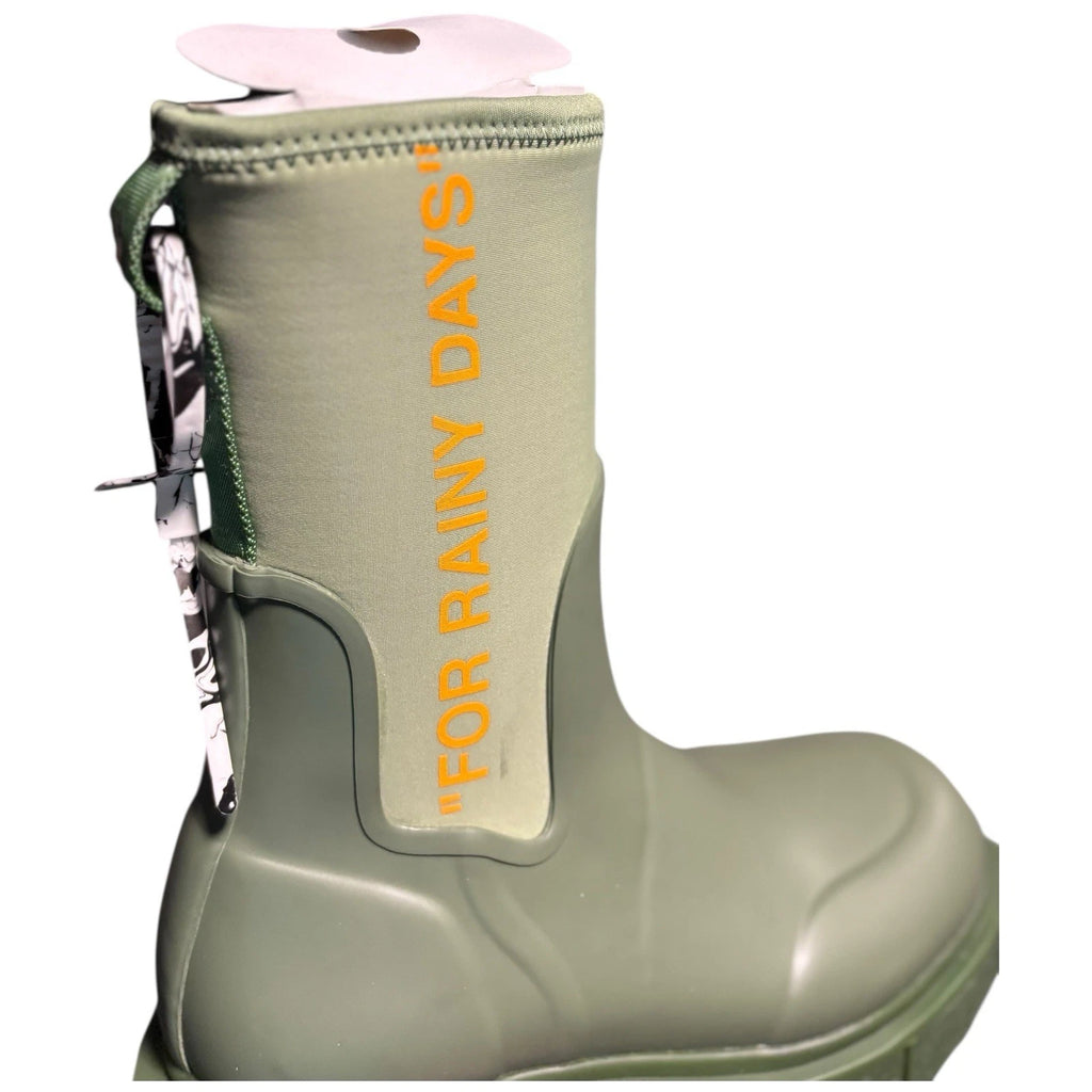Women's Off-White Green Zip-tie Rain Boots
