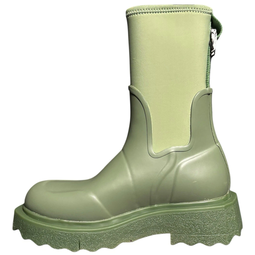 Women's Off-White Green Zip-tie Rain Boots