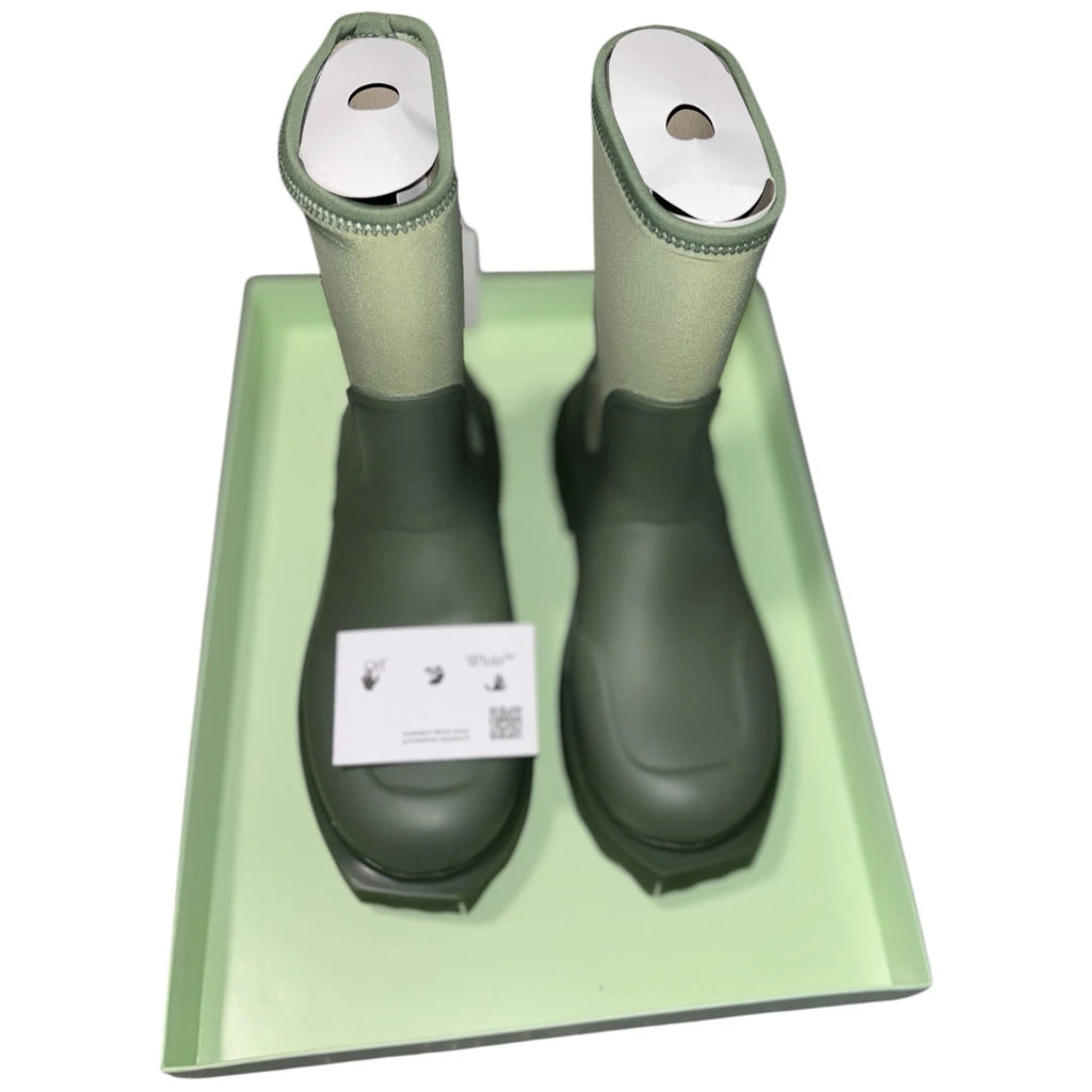 Women's Off-White Green Zip-tie Rain Boots