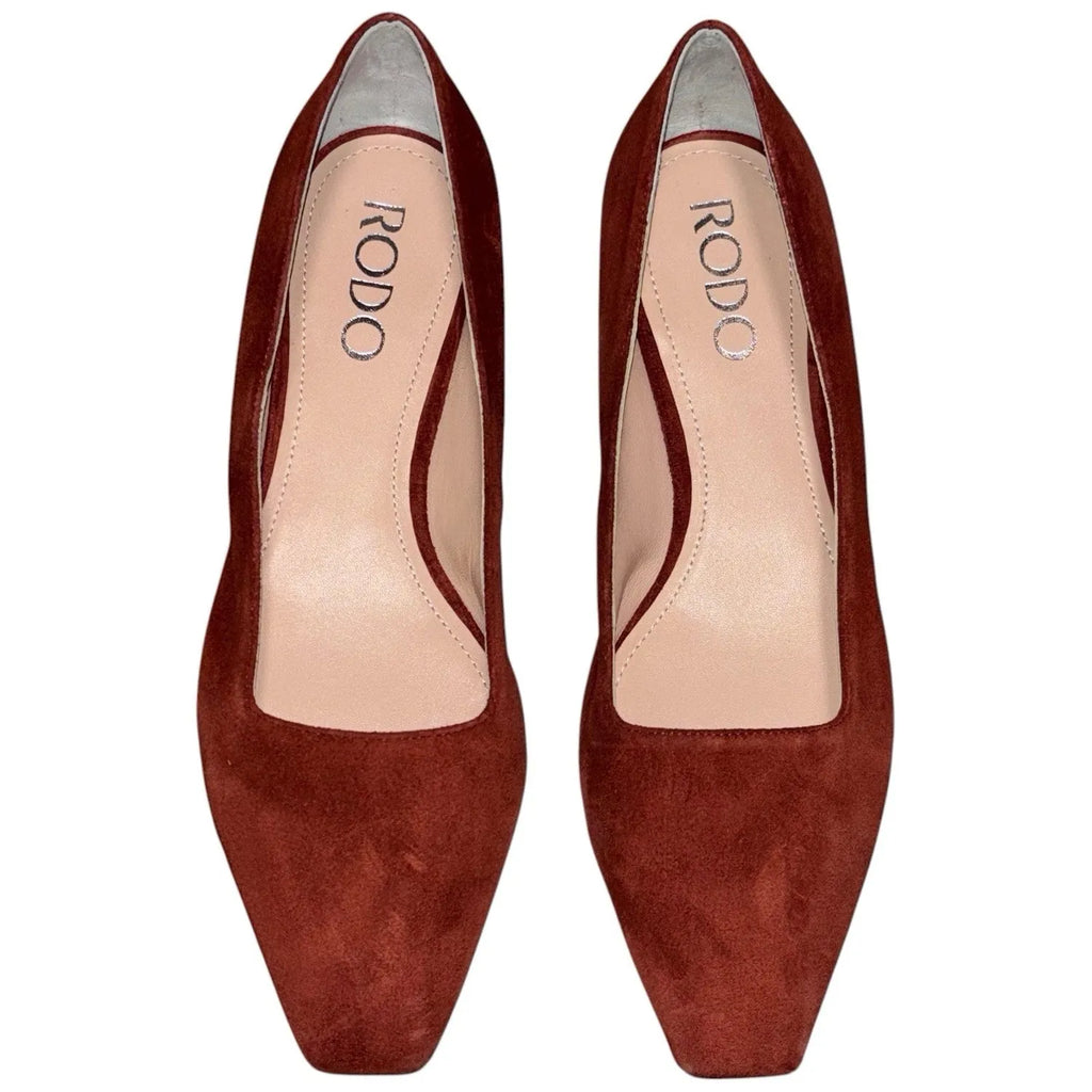 Women's RODO Leather Loafer Shoes Red Flat