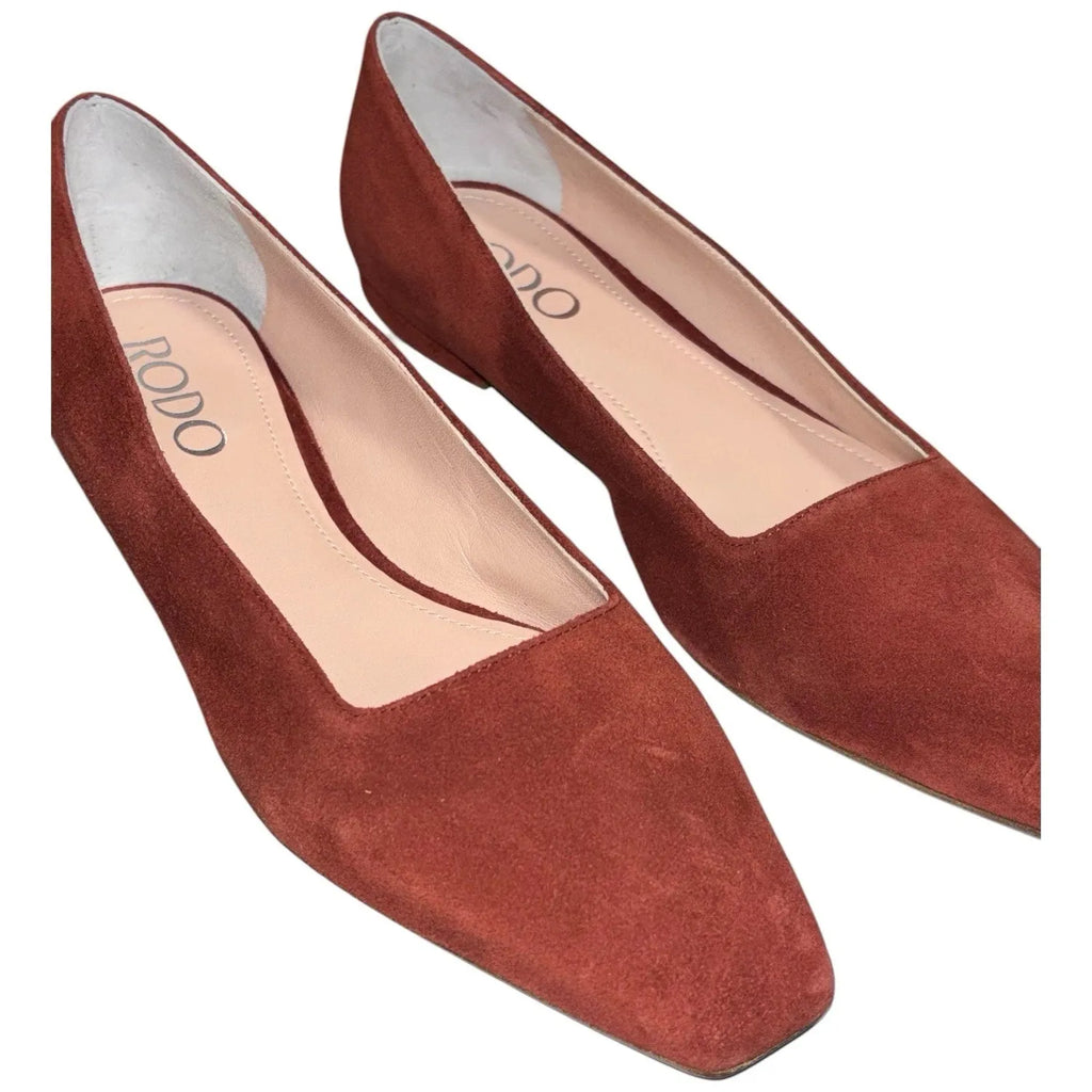 Women's RODO Leather Loafer Shoes Red Flat