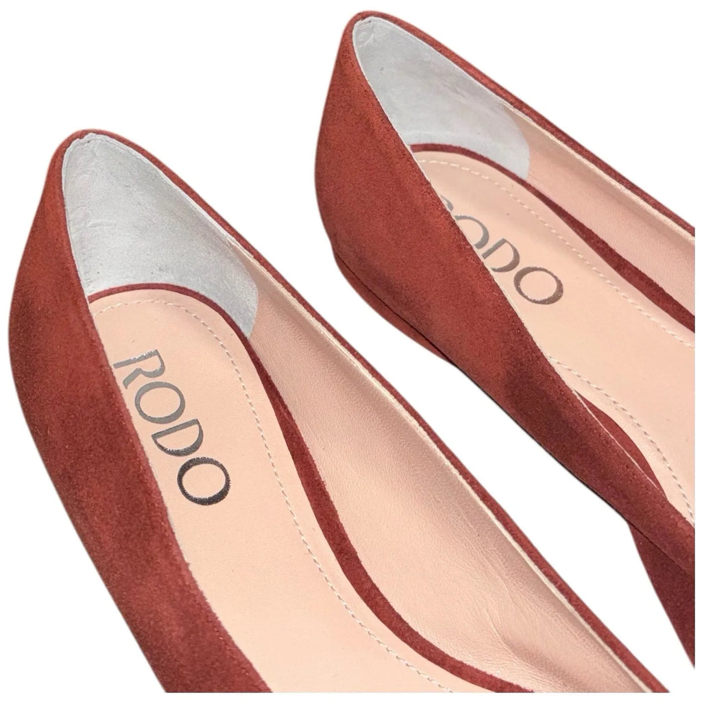 Women's RODO Leather Loafer Shoes Red Flat