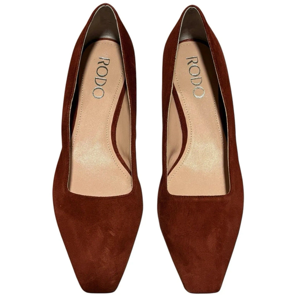 Women's RODO Leather Loafer Shoes Red Flat