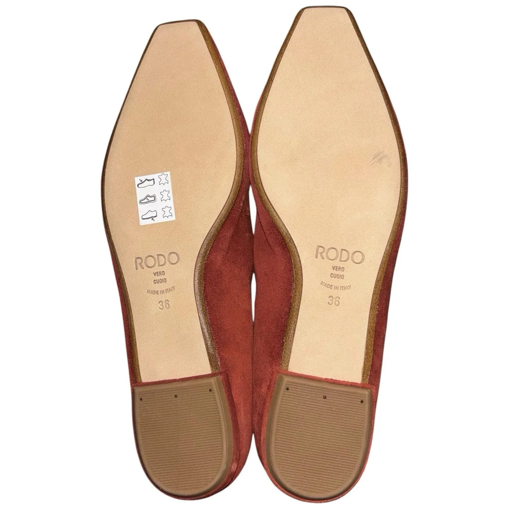 Women's RODO Leather Loafer Shoes Red Flat