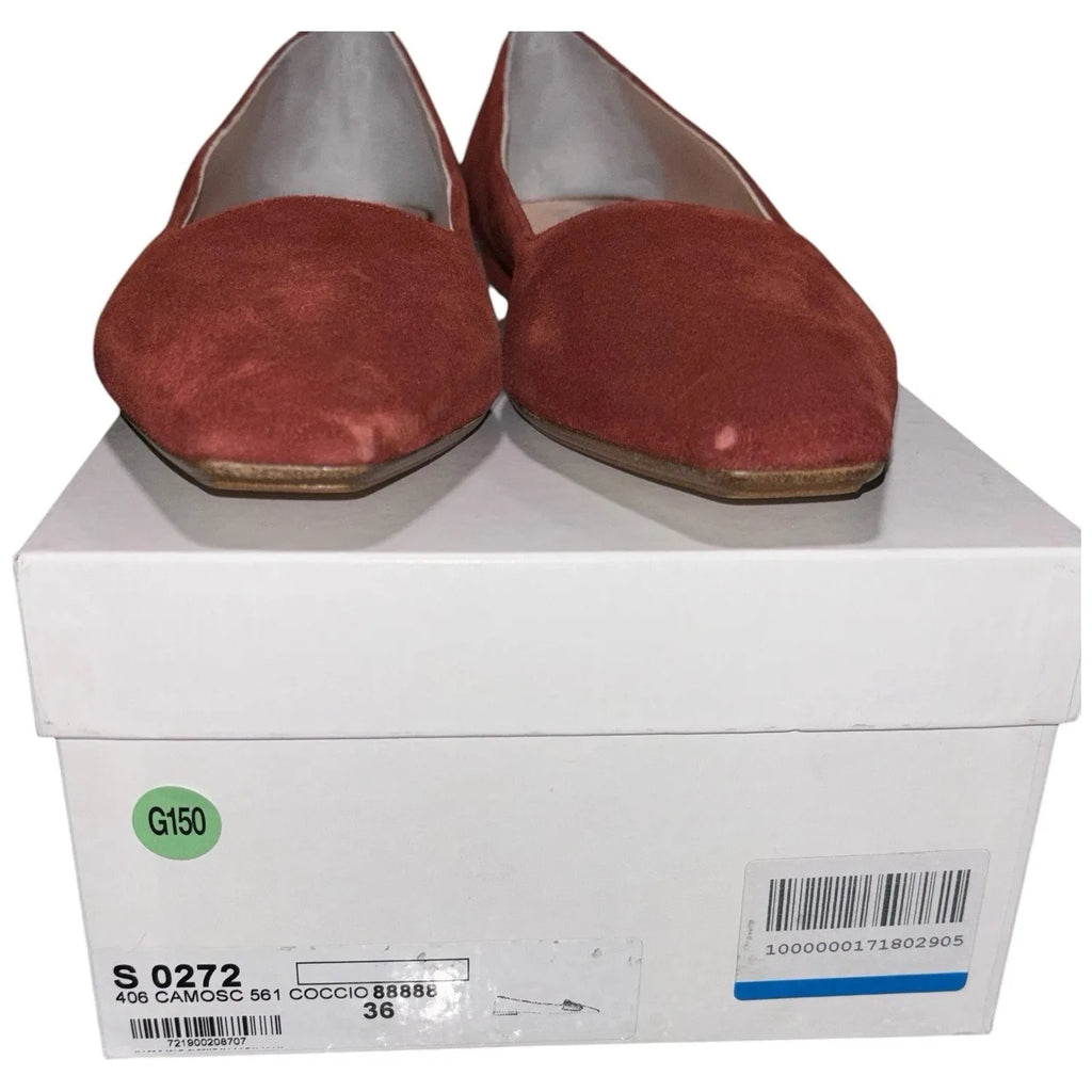 Women's RODO Leather Loafer Shoes Red Flat