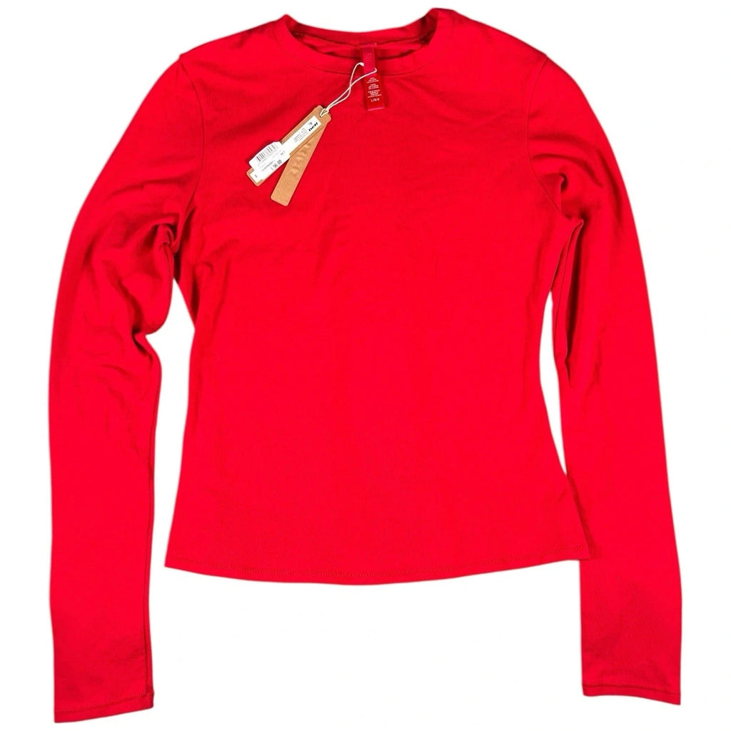 Women's Skims Soft Cotton Long Sleeve T Shirt Cranberry Red