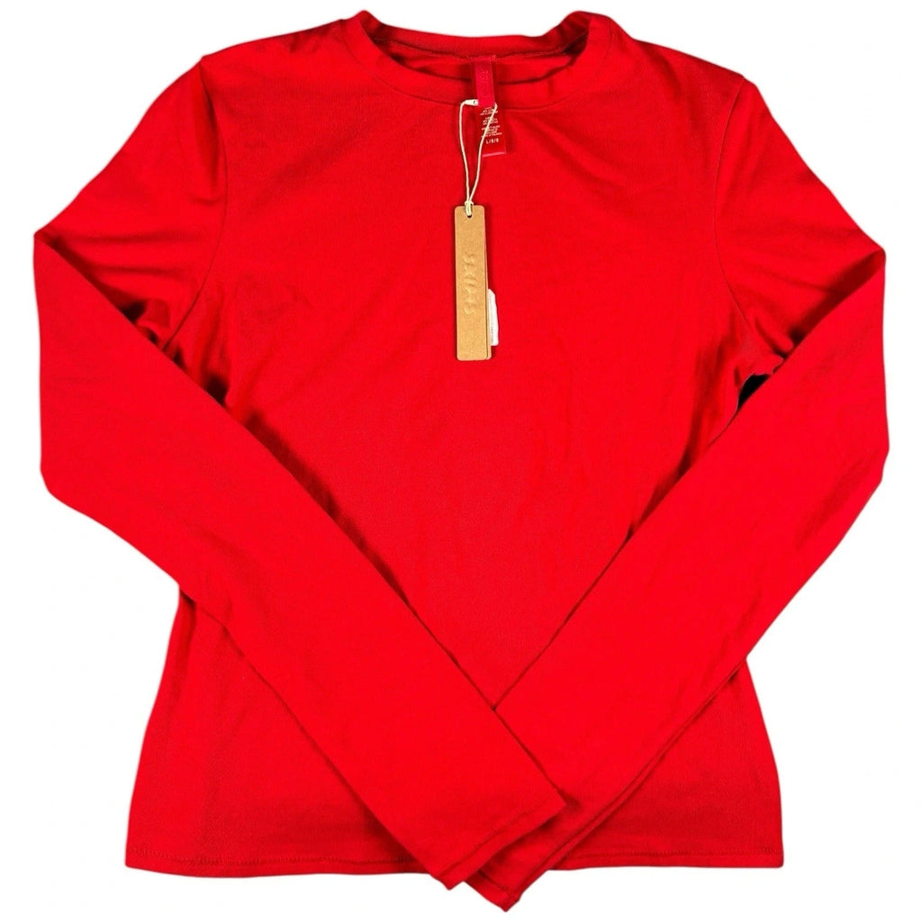 Women's Skims Soft Cotton Long Sleeve T Shirt Cranberry Red