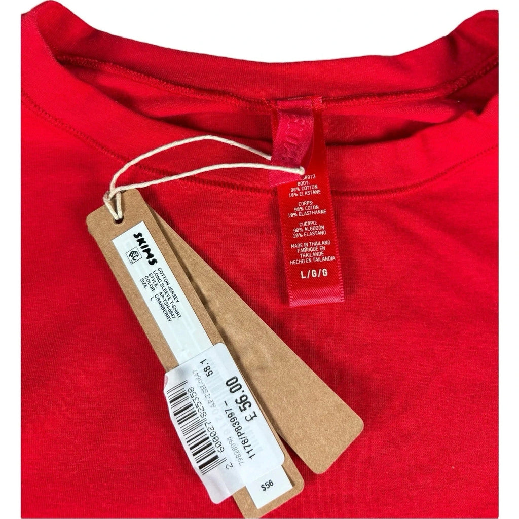 Women's Skims Soft Cotton Long Sleeve T Shirt Cranberry Red