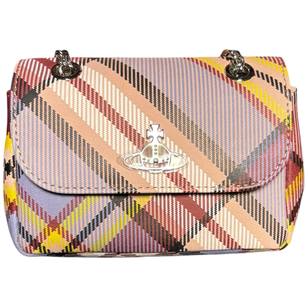 Women's Vivienne Westwood Small Mini Chain Bag Cream Tartan