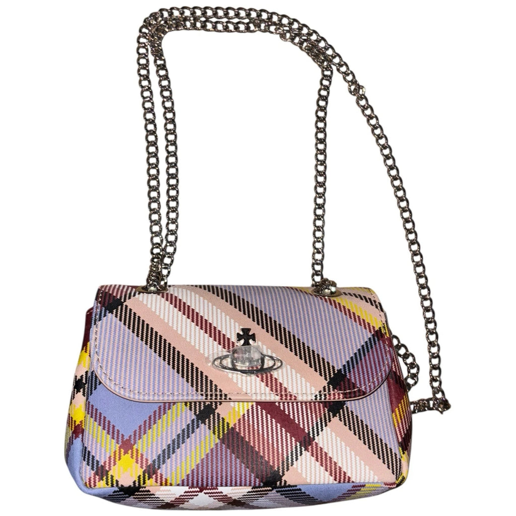 Women's Vivienne Westwood Small Mini Chain Bag Cream Tartan