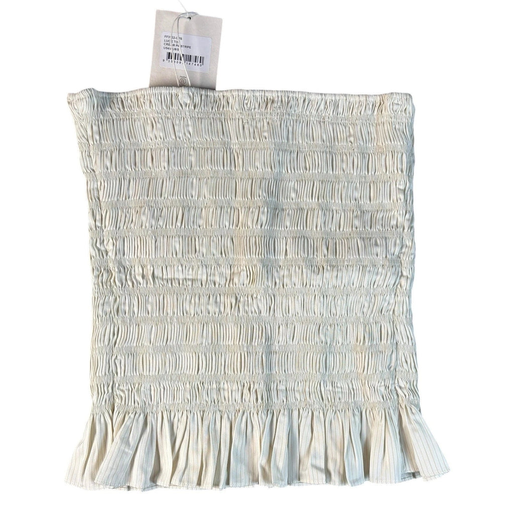 Women's White Strapless Cotton Blouse