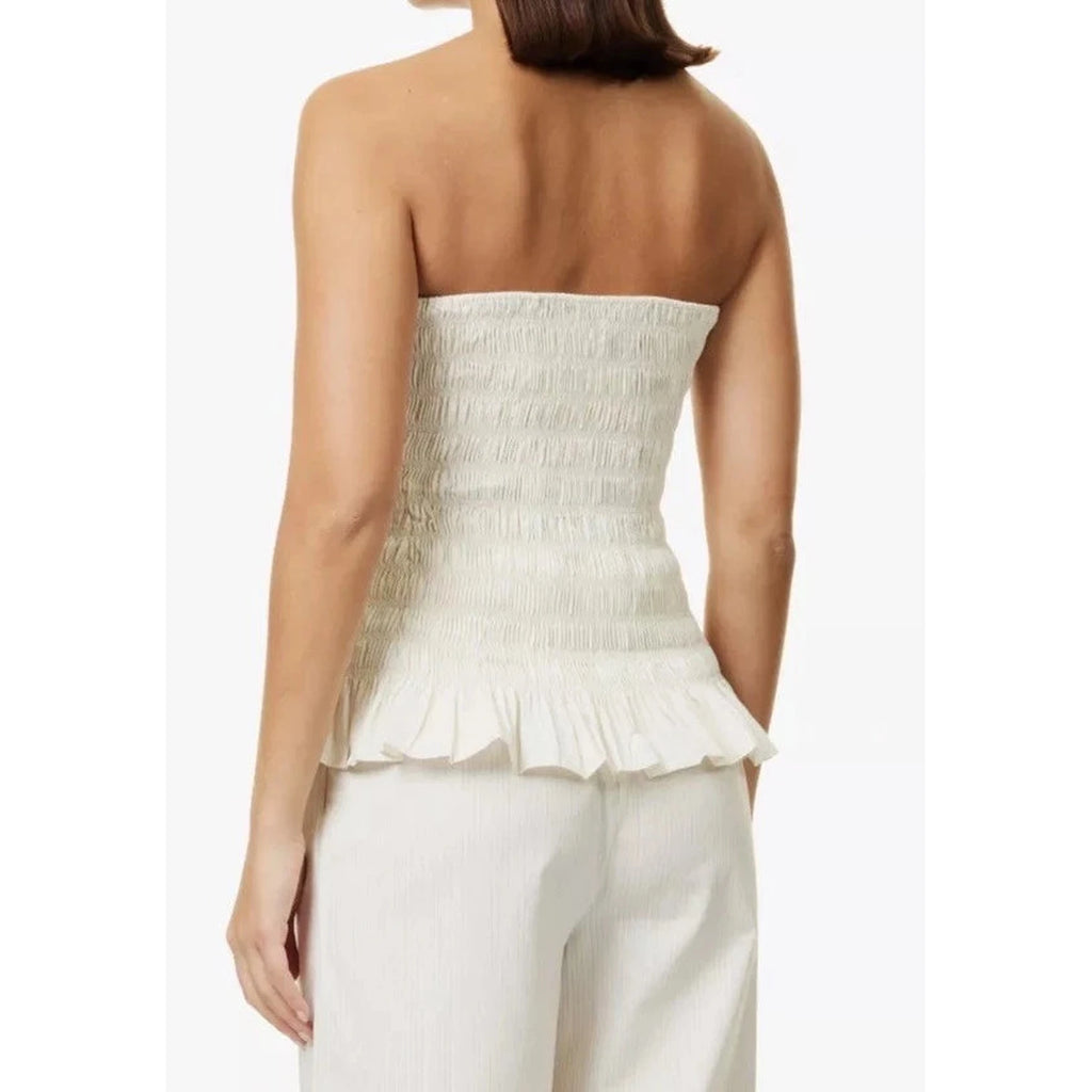 Women's White Strapless Cotton Blouse