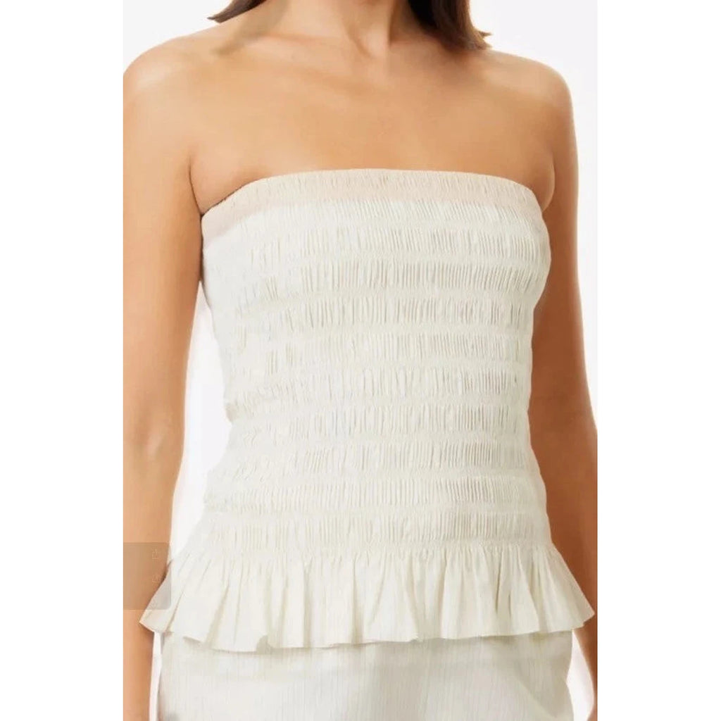 Women's White Strapless Cotton Blouse