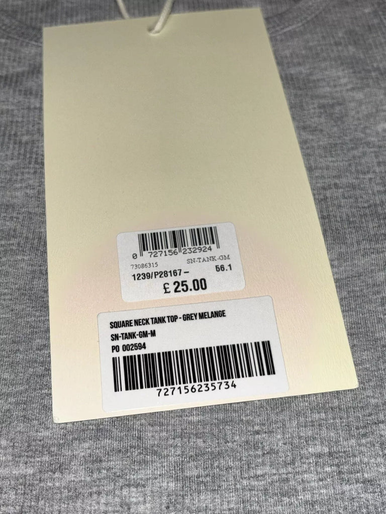 Womens Grey Square Neck Tank Top by Adanola