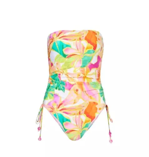Womens Multicoloured Seafolly Floral Fuschia Rose Adjustable V Neck Swimsuit